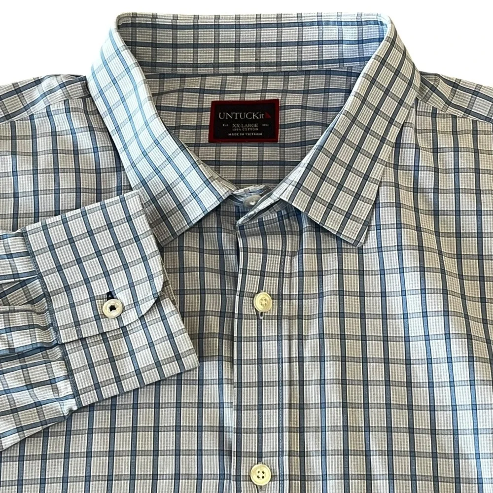 Lot of 2 UNTUCKit Shirts Mens XXL Gray Blue L/S B/U Cotton